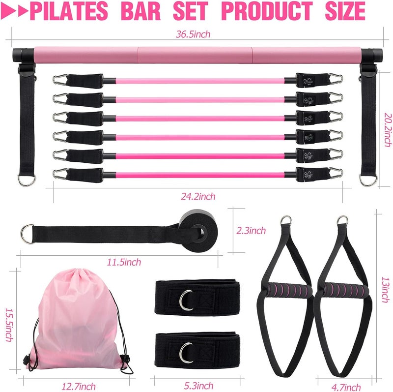 CINDALOG Pilates Bar Kit with Resistance Bands, Multifunctional Pilates Bar for Women & Men with Heavy-Duty Metal Adjustment Buckle, Pilates Home Equipment for Full Body Workouts - Image 5